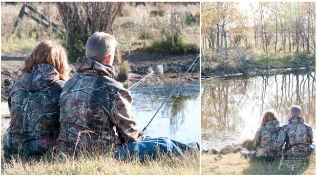 couple fishing by a pond