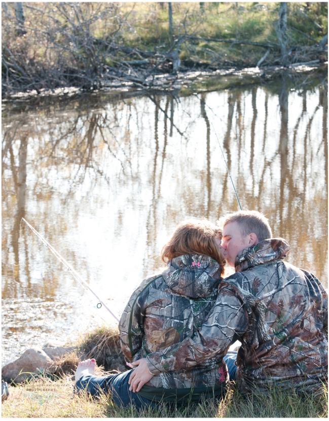 couple fishing by pond